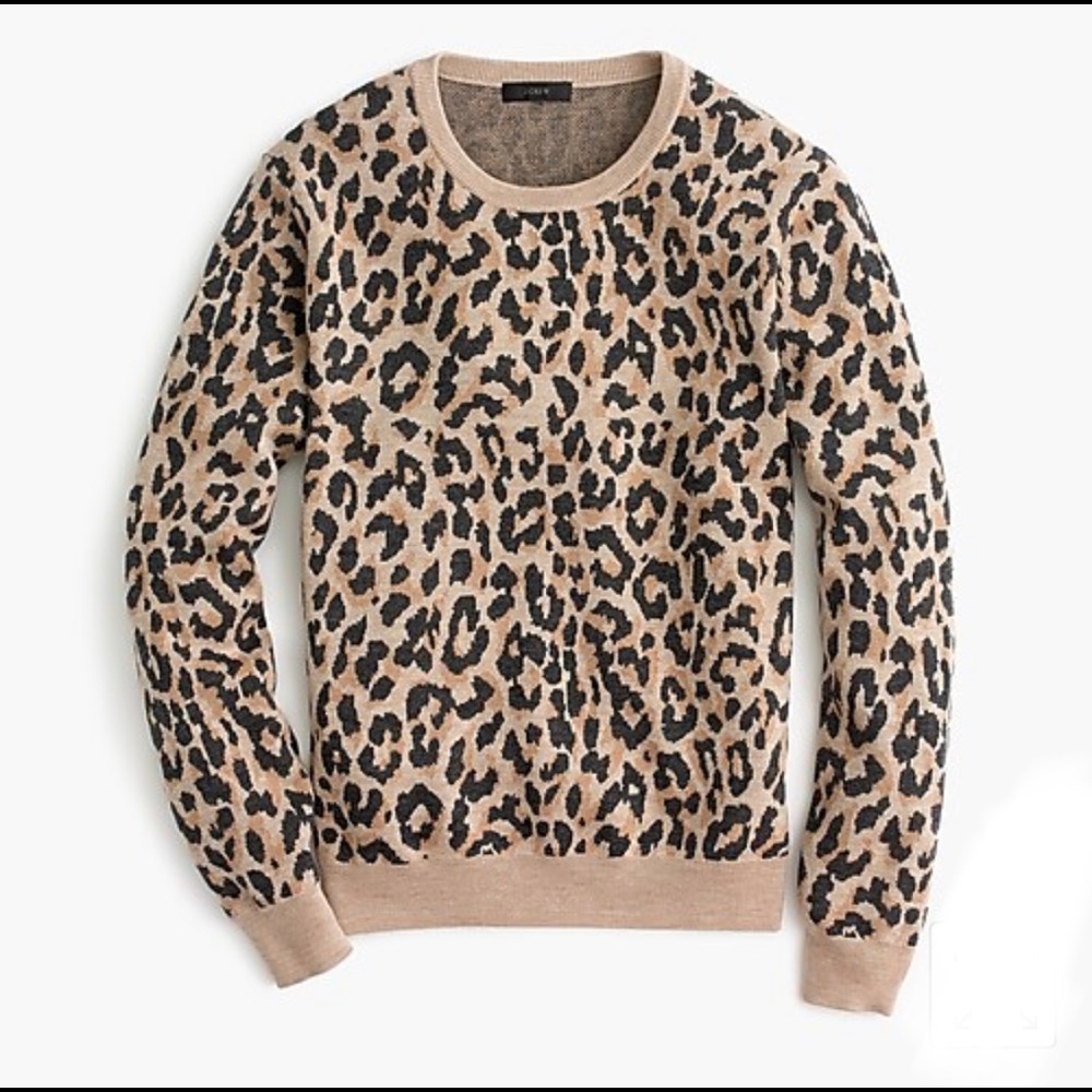 J.Crew Merino wool crewneck sweatshirt in leopard